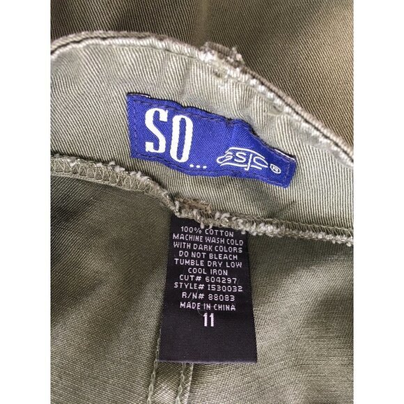 Vintage 90s Y2K So GSJC Juniors 3" City Short Olive Green Twill Low Rise Size 11 - Picture 3 of 3
